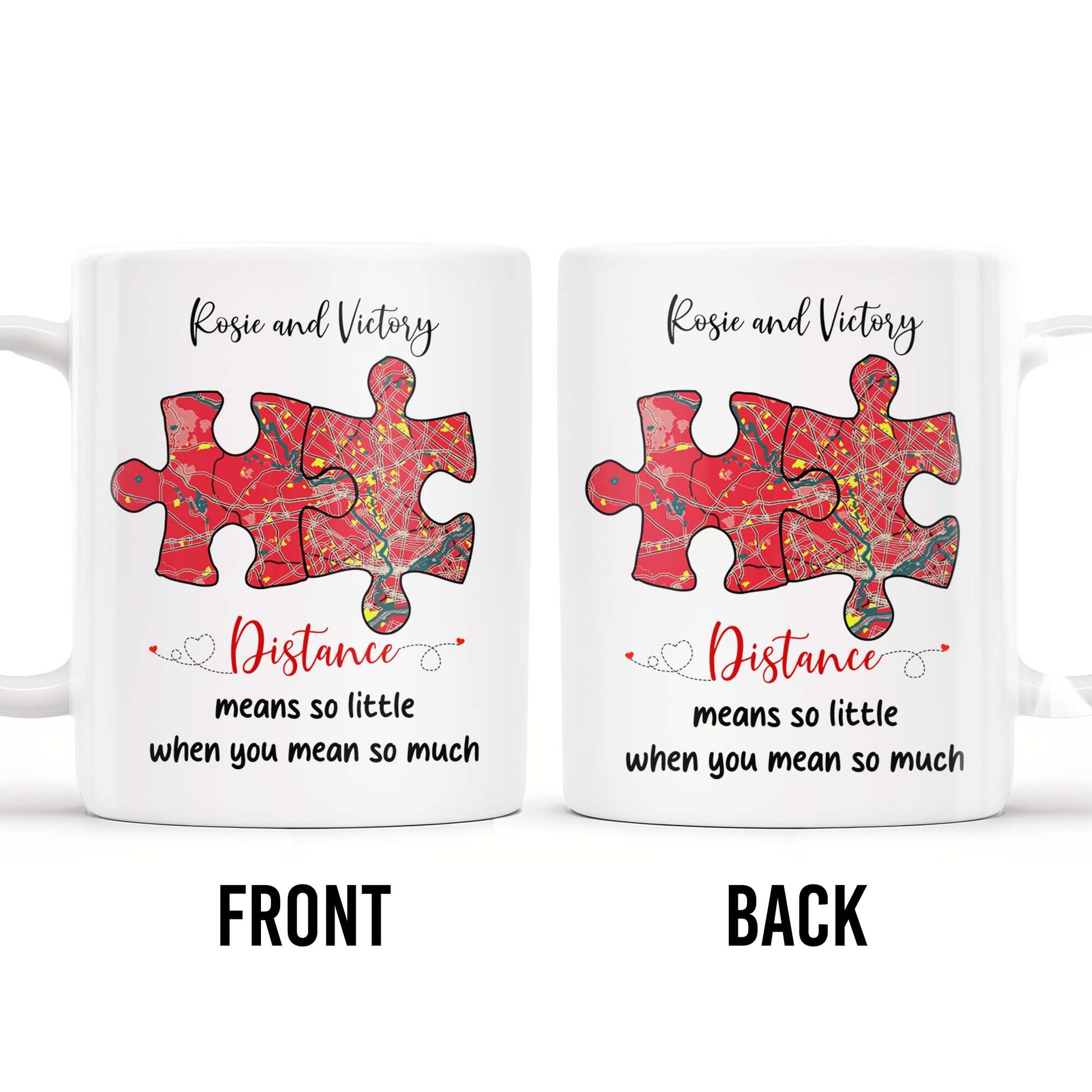 Distance Means So Little When You Mean So Much Puzzle Heart Mug