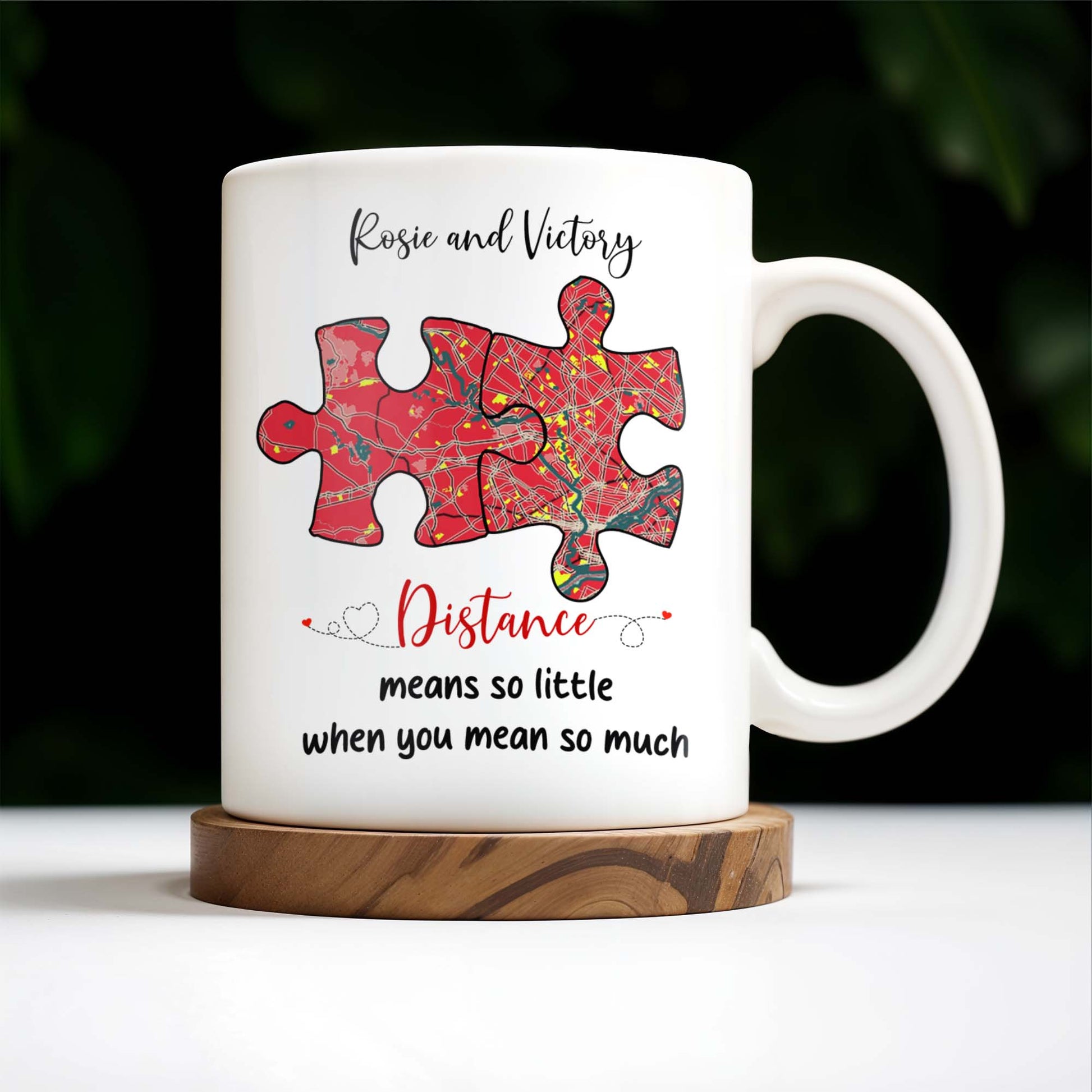 Distance Means So Little When You Mean So Much Puzzle Heart Mug