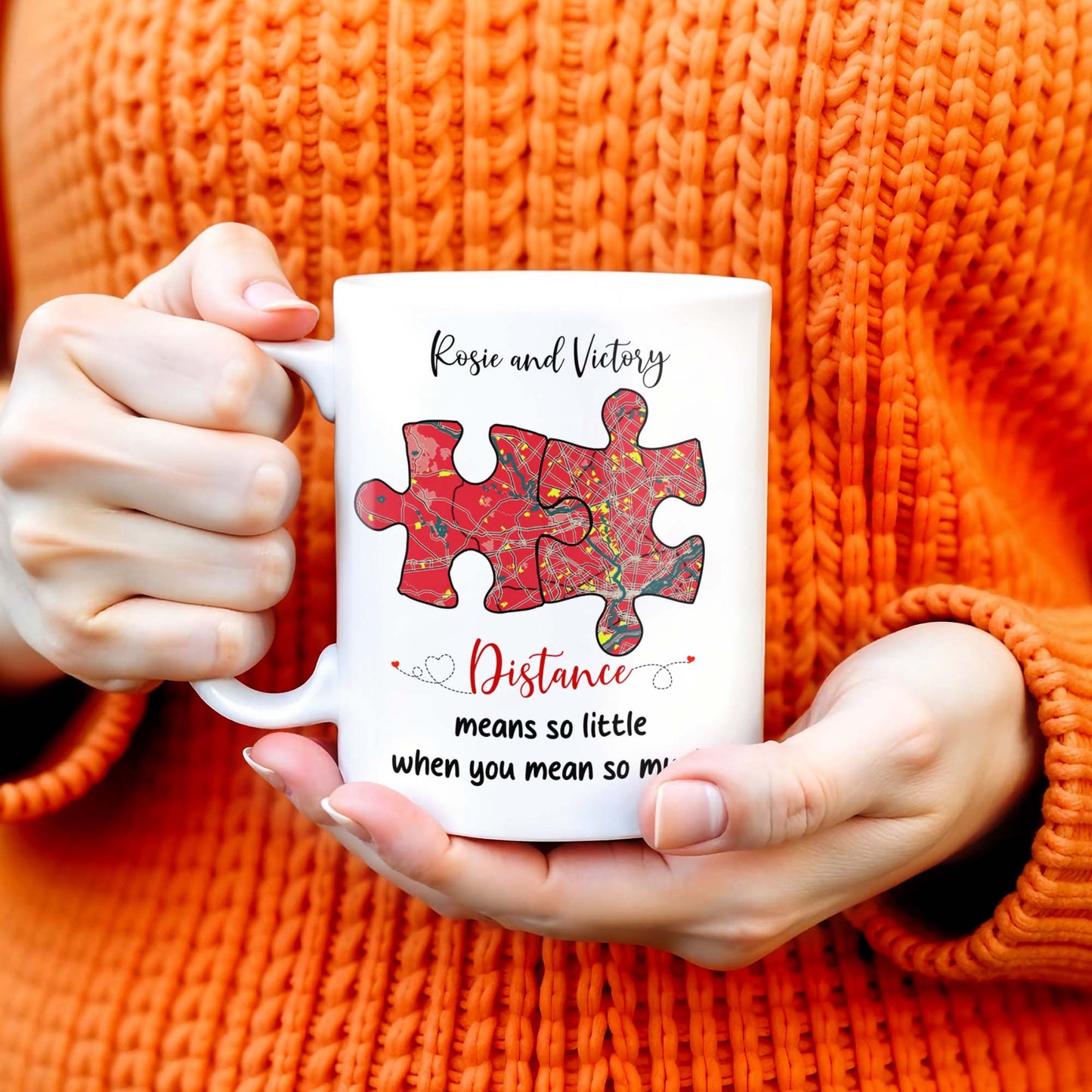 Distance Means So Little When You Mean So Much Puzzle Heart Mug