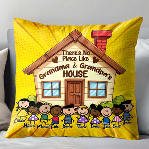 No Place Like Grandma And Grandpa's House Pillow with Cute Cartoon Children