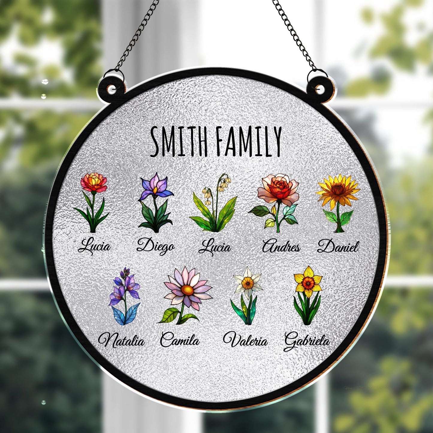 Celebrate Family Unity With Customizable Floral Suncatcher