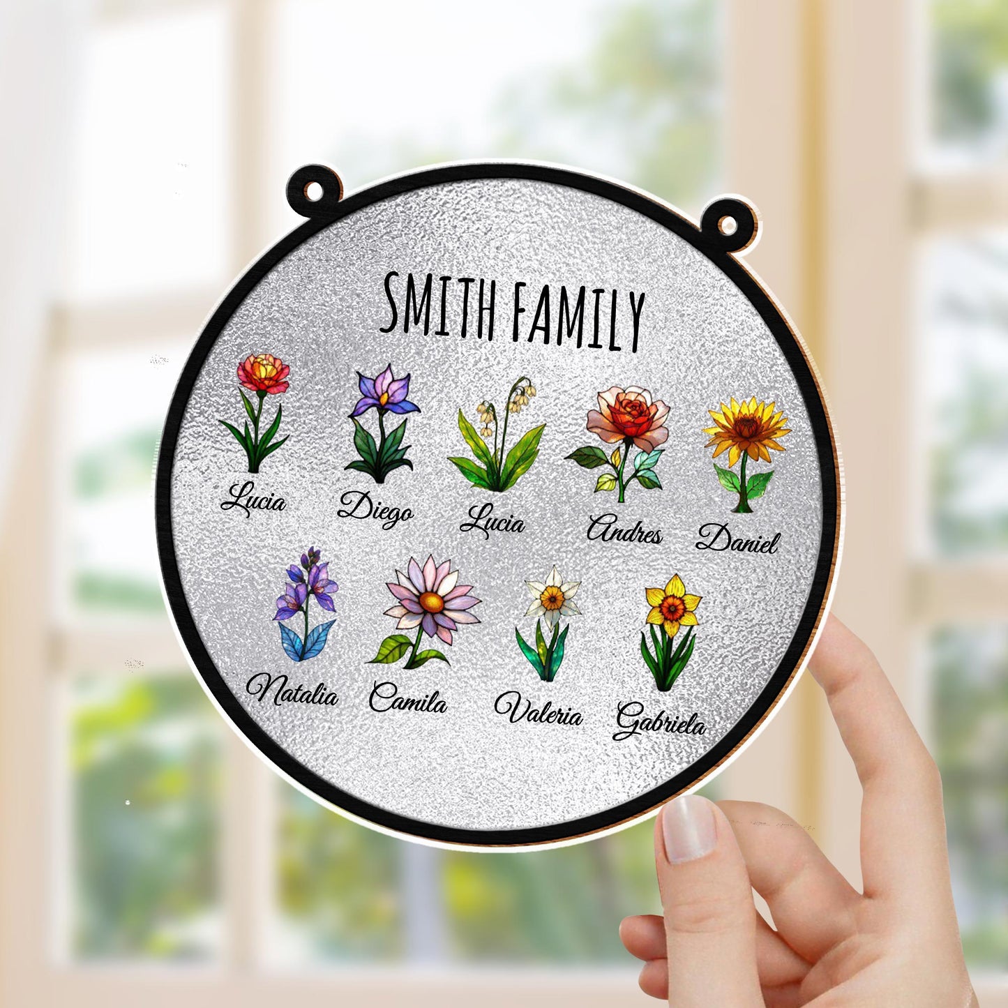 Celebrate Family Unity With Customizable Floral Suncatcher