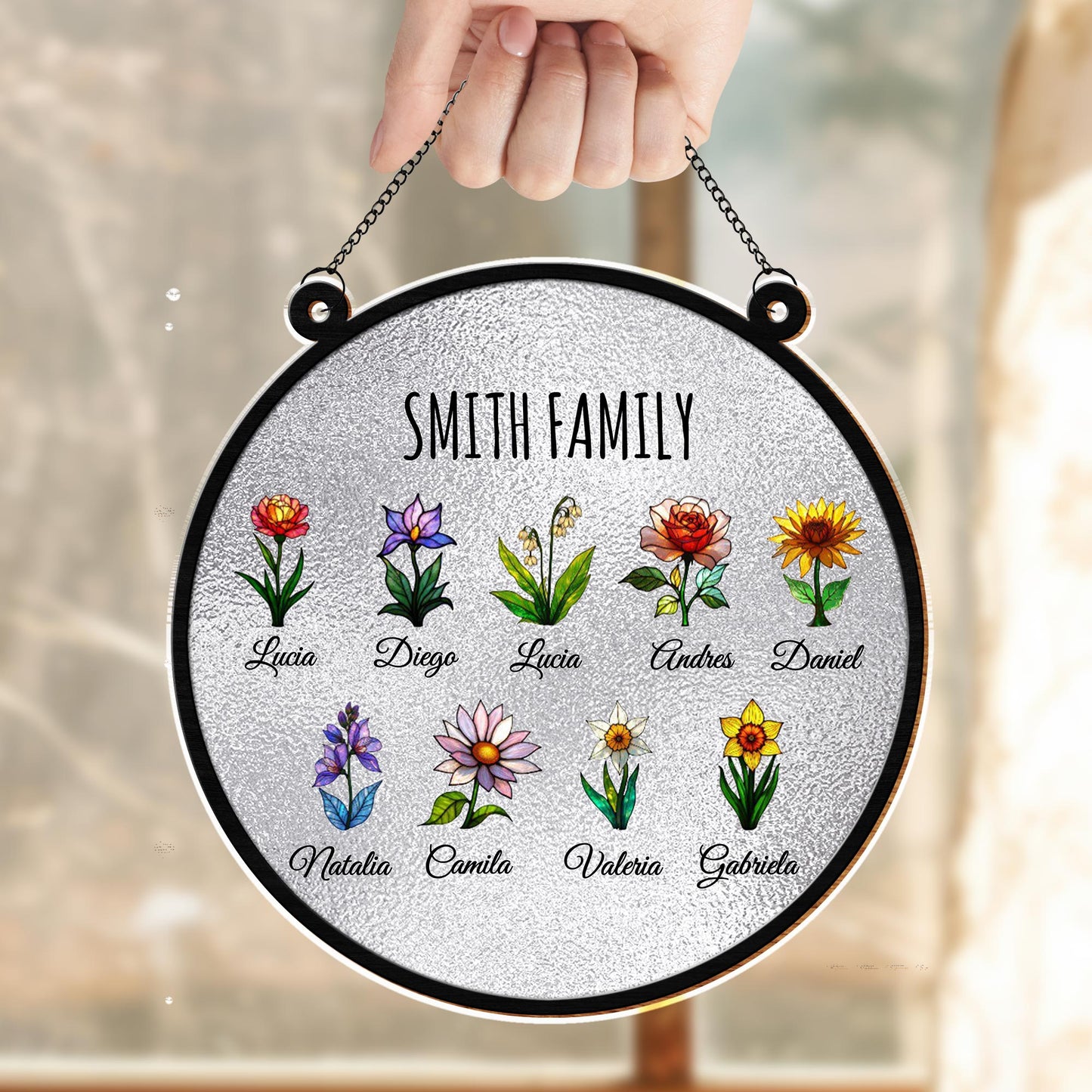Celebrate Family Unity With Customizable Floral Suncatcher