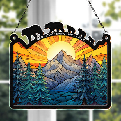 Admirez la beauté de la nature avec ce paysage de montagne et de forêt vibrant – Attrape-soleil personnalisé – FAM312_CSUN