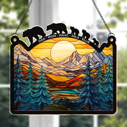 Admirez la beauté de la nature avec ce paysage de montagne et de forêt vibrant – Attrape-soleil personnalisé – FAM312_CSUN