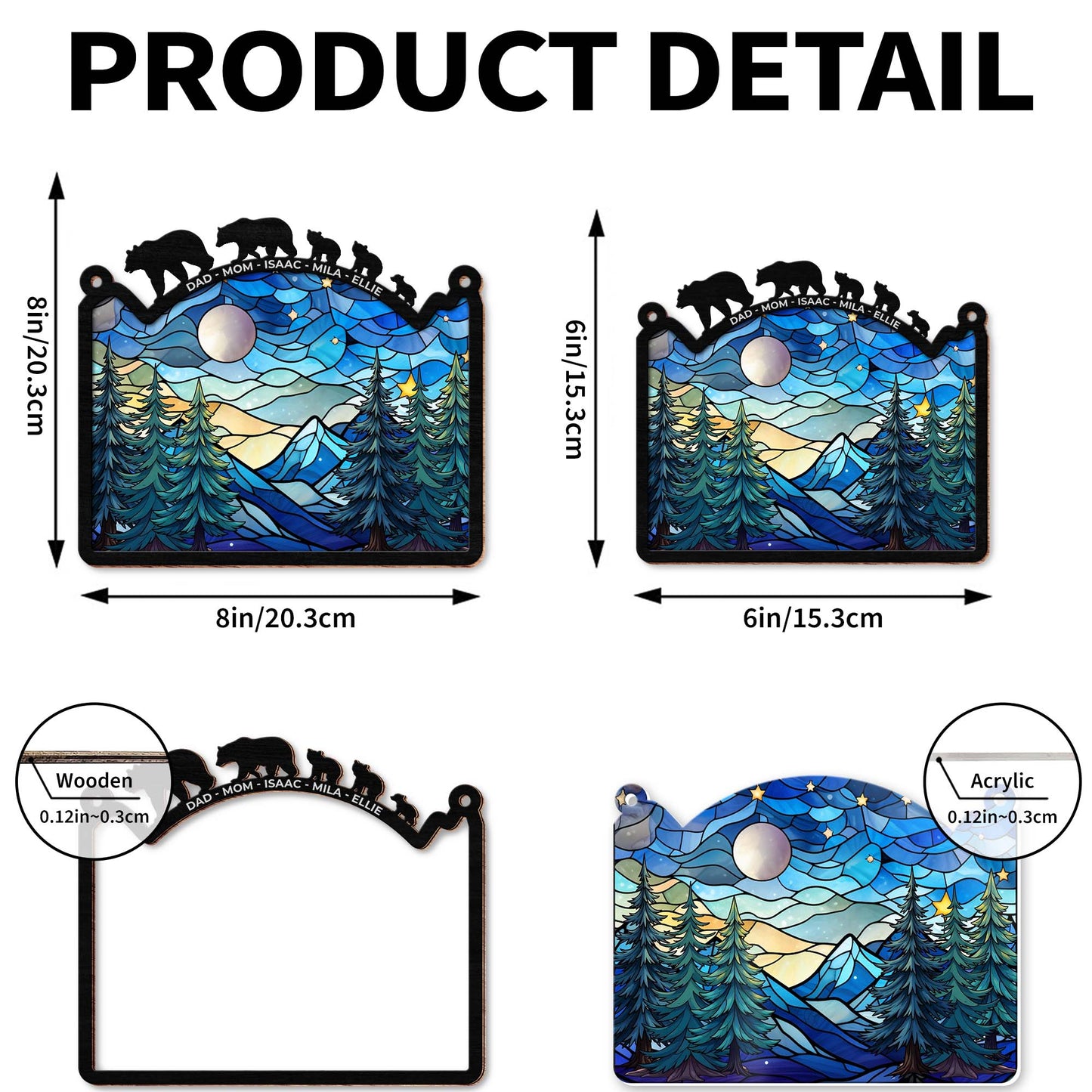 Admirez la beauté de la nature avec ce paysage de montagne et de forêt vibrant – Attrape-soleil personnalisé – FAM312_CSUN