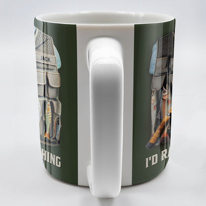 I'd Rather Be Fishing, Fishing Gear and Fish Design - Personalized Custom Coffee Mug - FAM319_MG