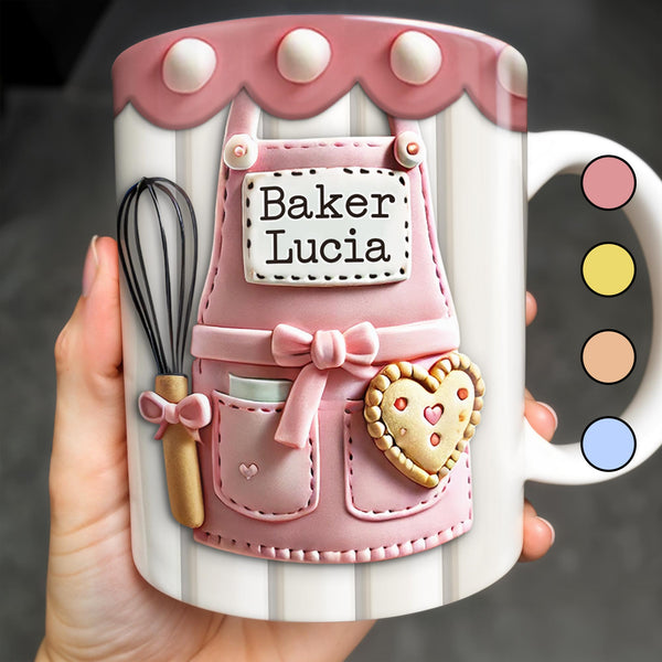Delantal de repostería y galleta de corazón - Taza de café personalizada - FAM320_MG