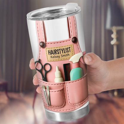 Personalized Tumbler For Hairstylists With Scissors And Hairbrush
