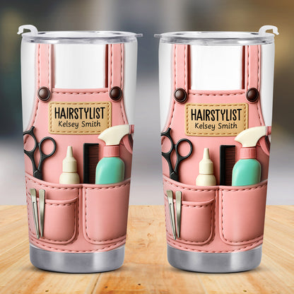 Personalized Tumbler For Hairstylists With Scissors And Hairbrush