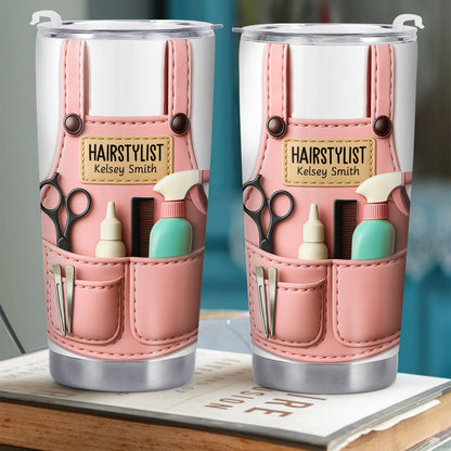 Personalized Tumbler For Hairstylists With Scissors And Hairbrush