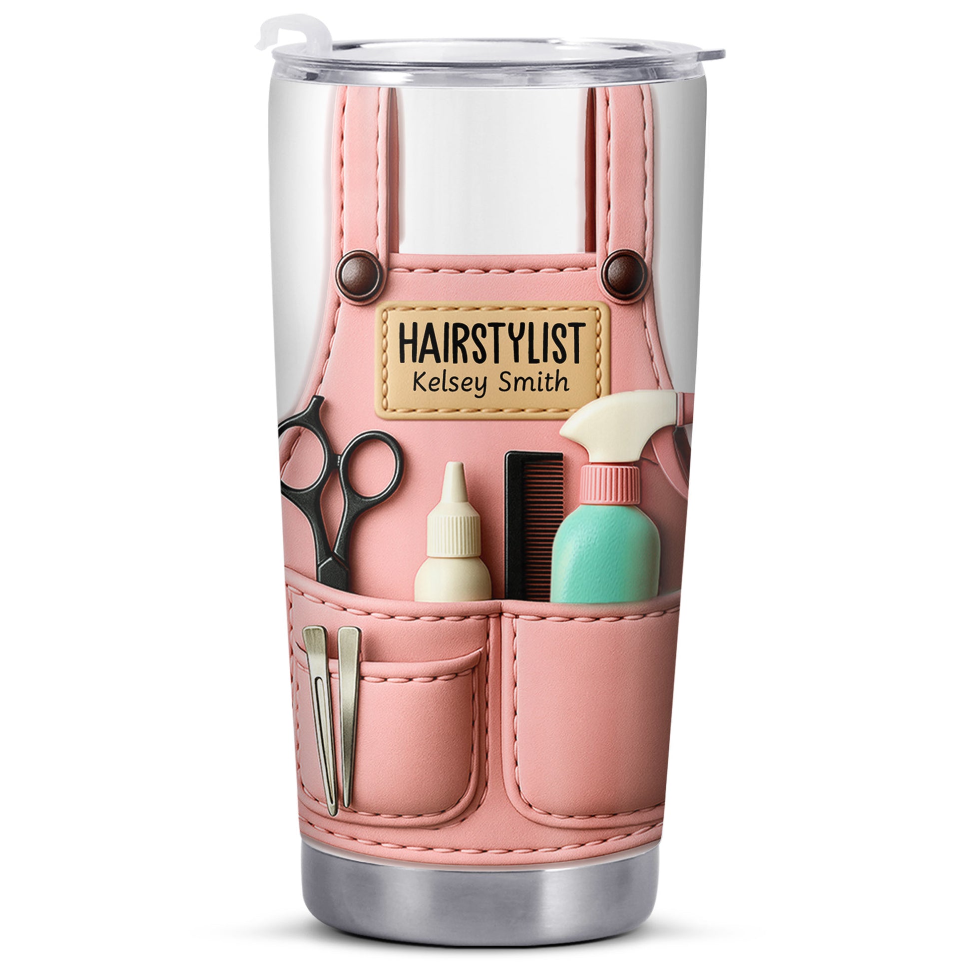 Personalized Tumbler For Hairstylists With Scissors And Hairbrush