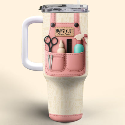 Hairstylist Tumbler With Scissors, Hair Dryer, Comb