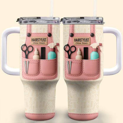 Hairstylist Tumbler With Scissors, Hair Dryer, Comb