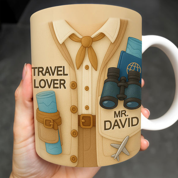 Travel Lover, Shirt, Tie, Binoculars, Map, Airplane