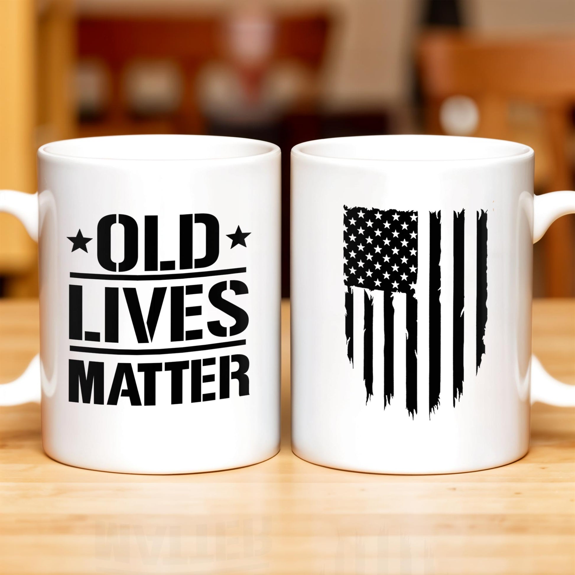 Old Lives Matter, Text and American Flag