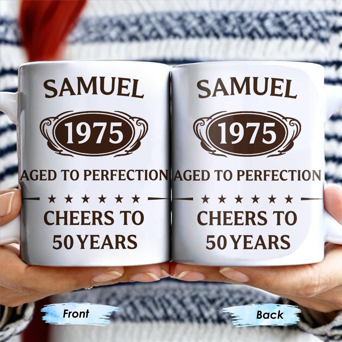Aged To Perfection, Cheers To 50 Years, Stars and Text Banner