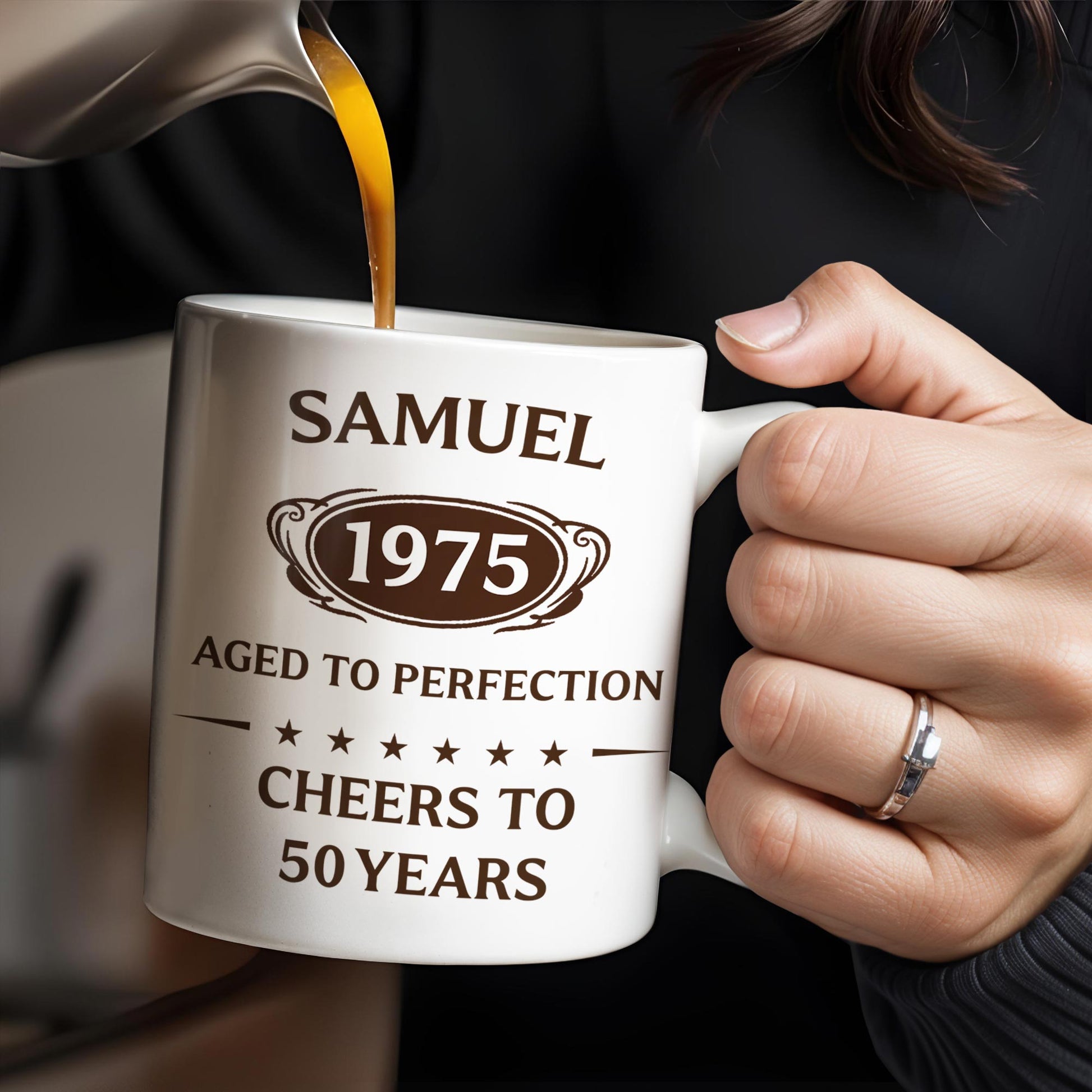 Aged To Perfection, Cheers To 50 Years, Stars and Text Banner