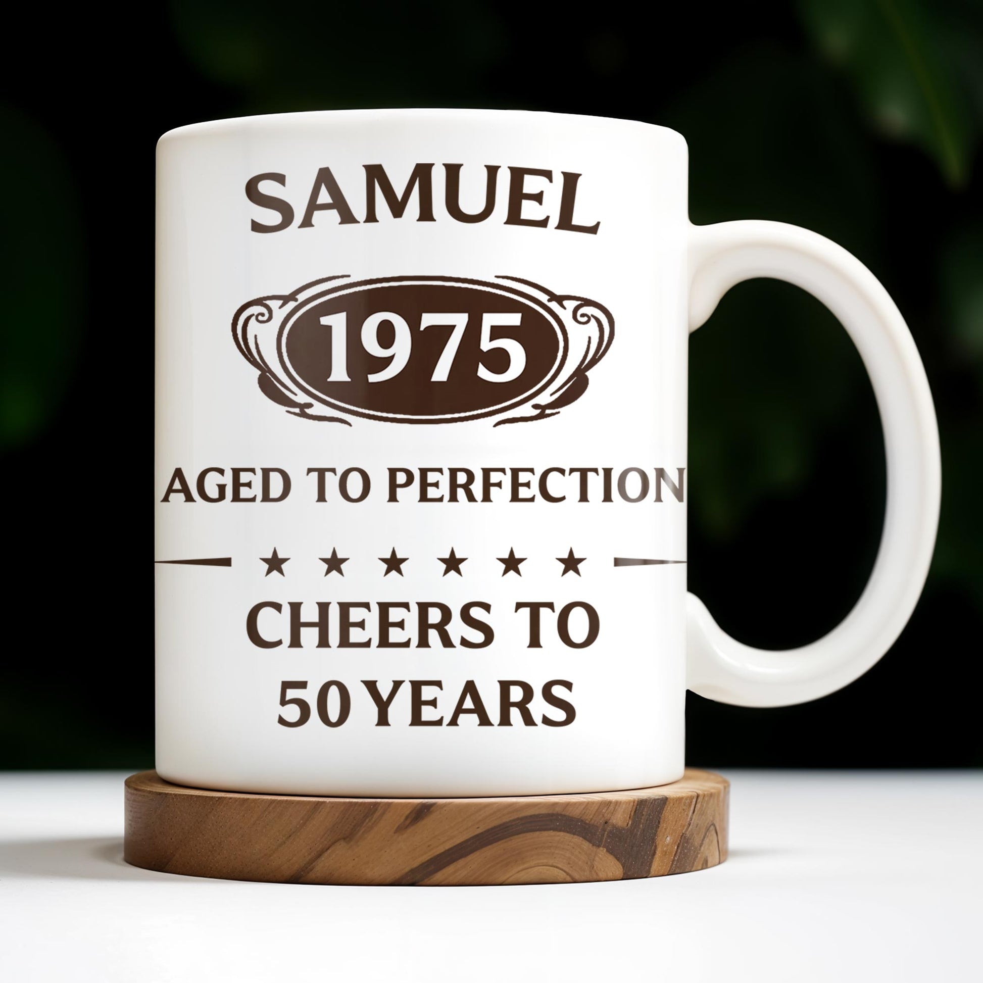 Aged To Perfection, Cheers To 50 Years, Stars and Text Banner