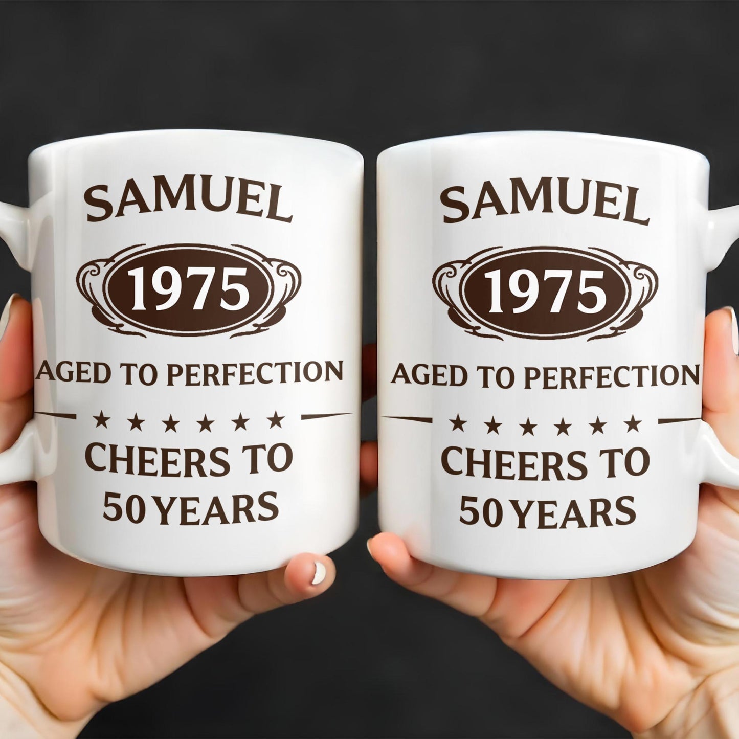 Aged To Perfection, Cheers To 50 Years, Stars and Text Banner