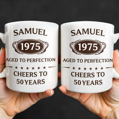 Aged To Perfection, Cheers To 50 Years, Stars and Text Banner