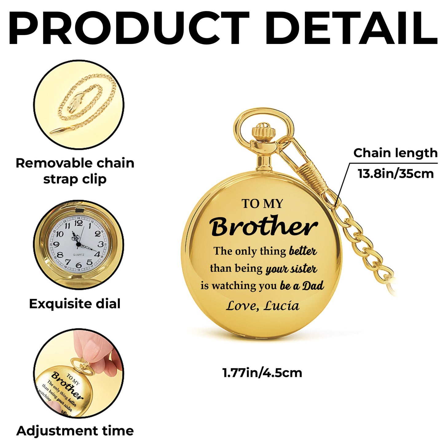 The Only Thing Better Than Being Your Sister Is Watching You Be A Dad - Personalized Custom Pocket Watch - FAM329_GWATCH