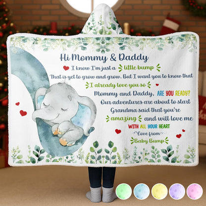 Hi Mommy & Daddy, Little Elephant With Hearts And Leaves