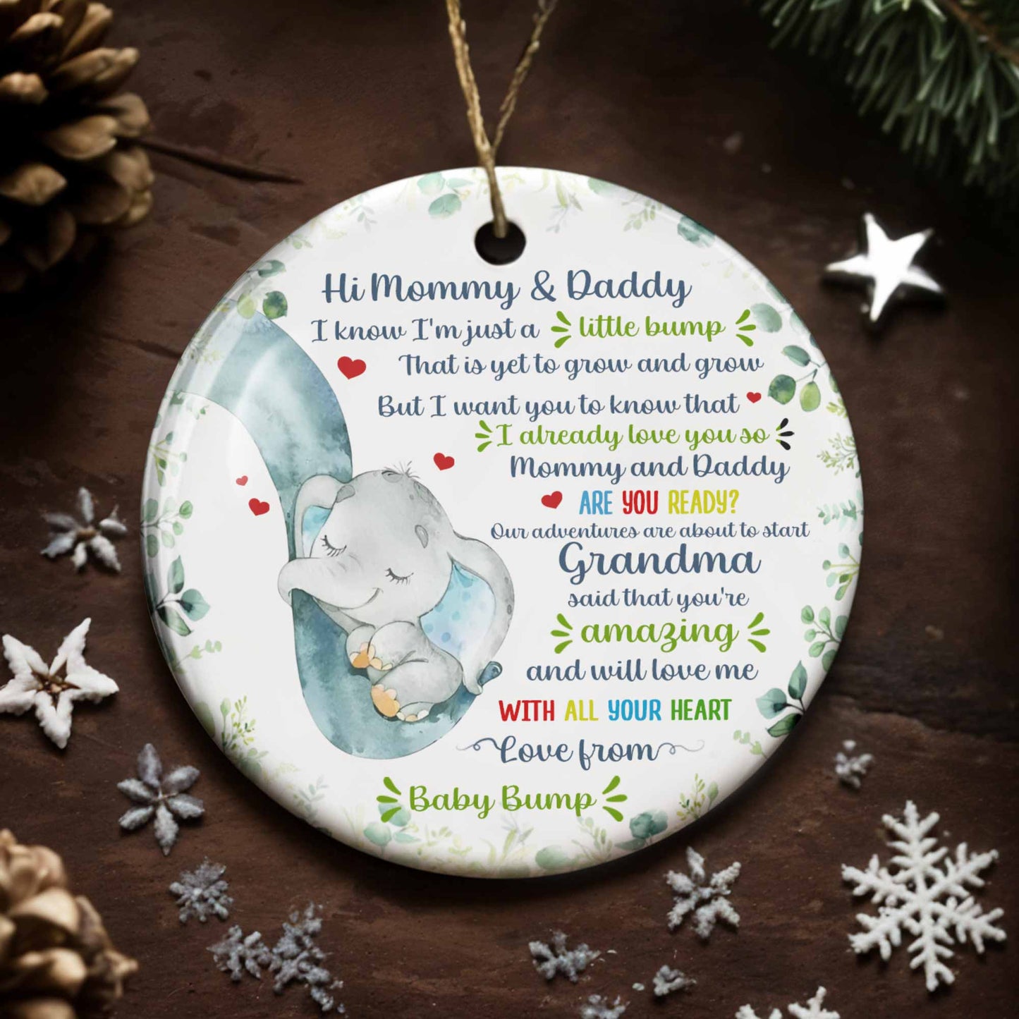 Hi Mommy & Daddy Love From Baby Bump With Elephant