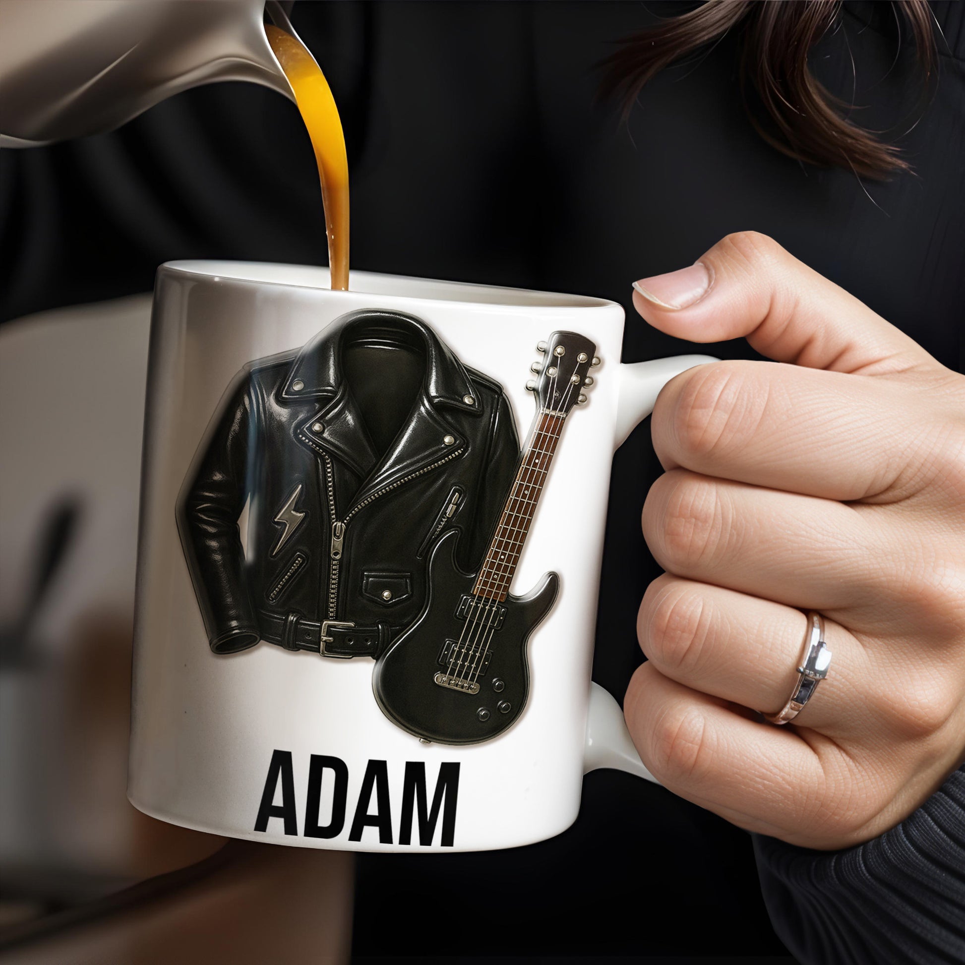 Personalized Leather Jacket and Guitar Design