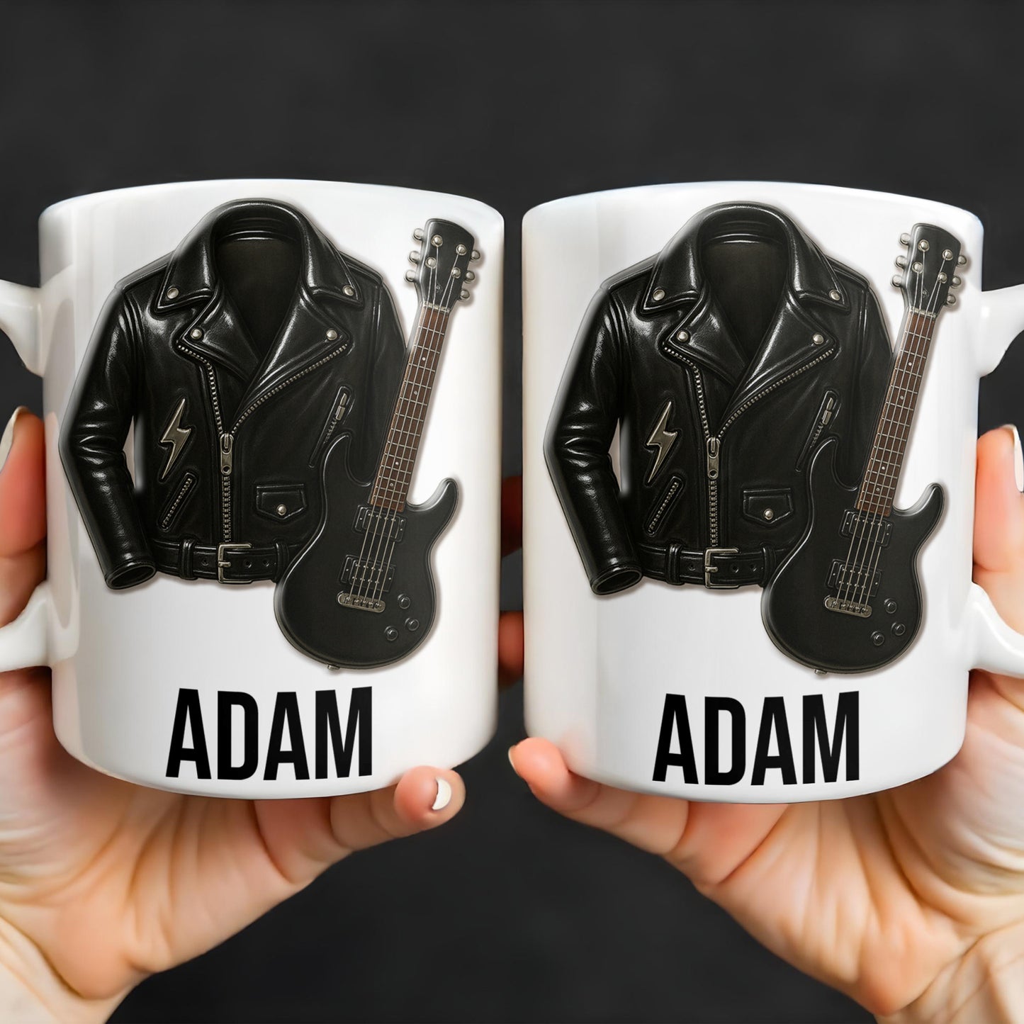 Personalized Leather Jacket and Guitar Design