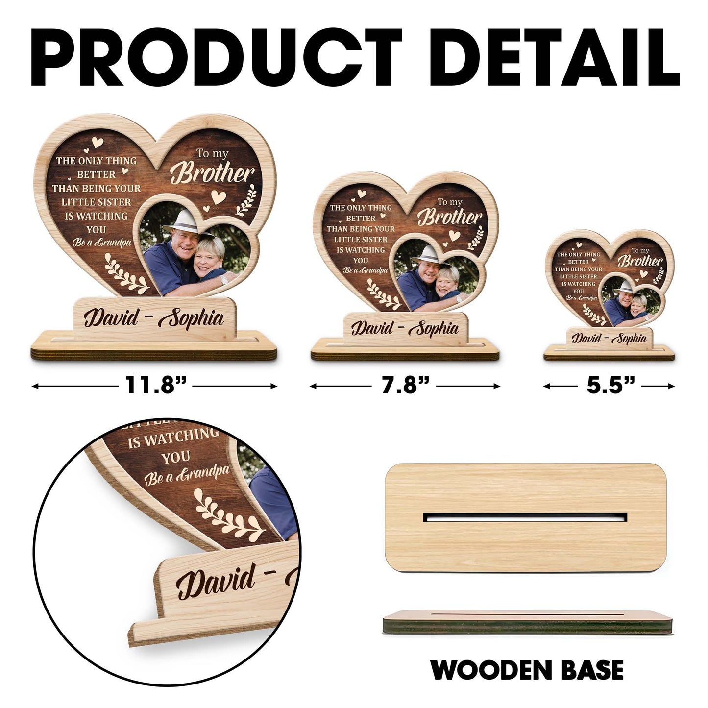 The Only Thing Better Than Being Your Little Sister Is Watching You Be A Grandpa, Heart and Photo Frame