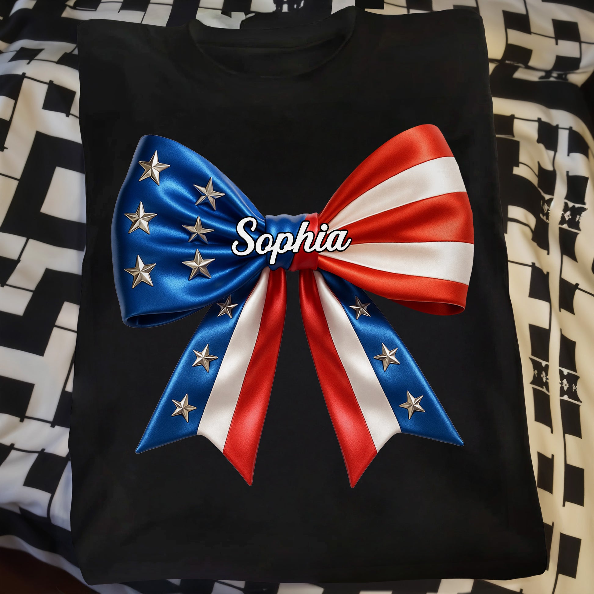 Show Your Patriotic Spirit, Customizable U.S. Flag Bow Design
