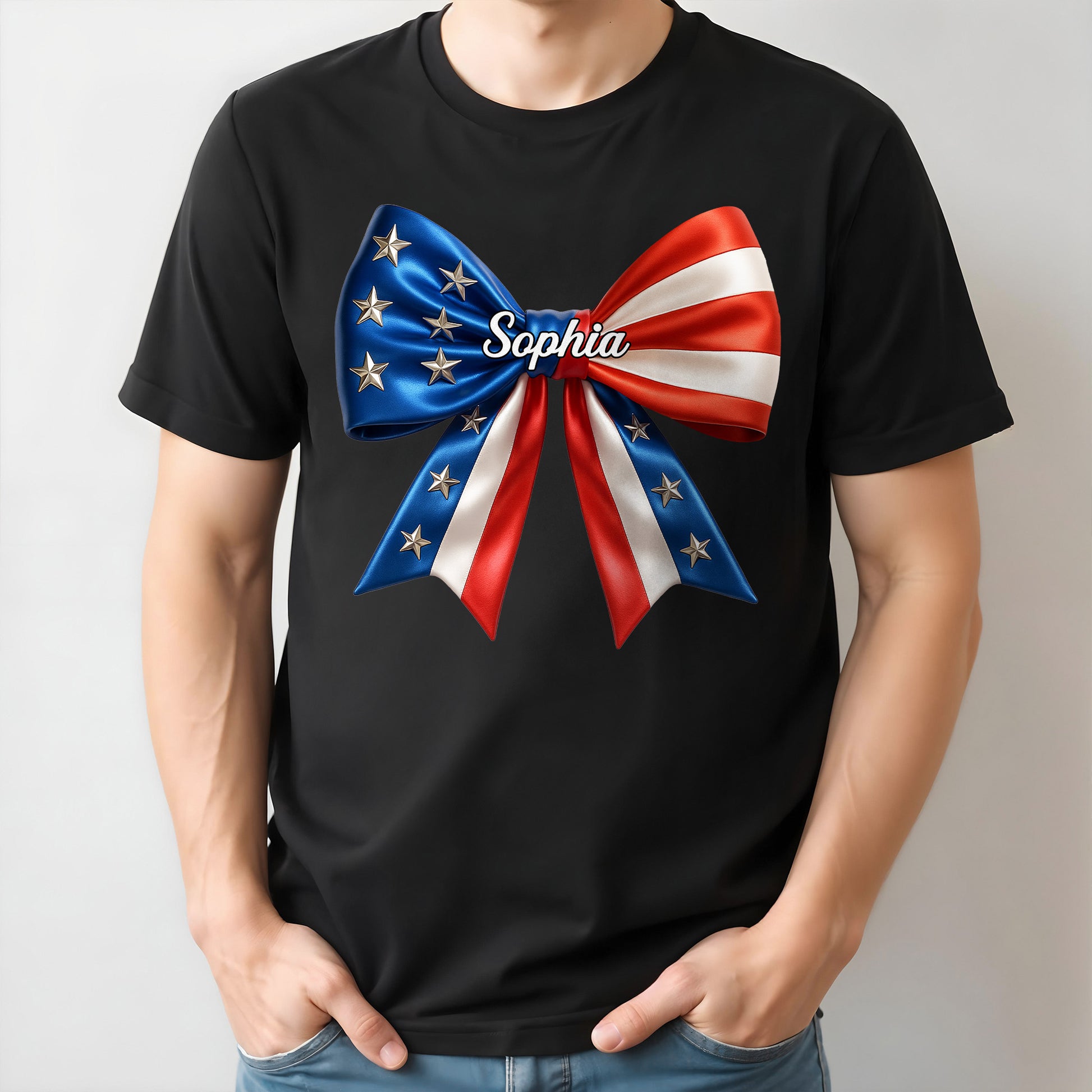Show Your Patriotic Spirit, Customizable U.S. Flag Bow Design