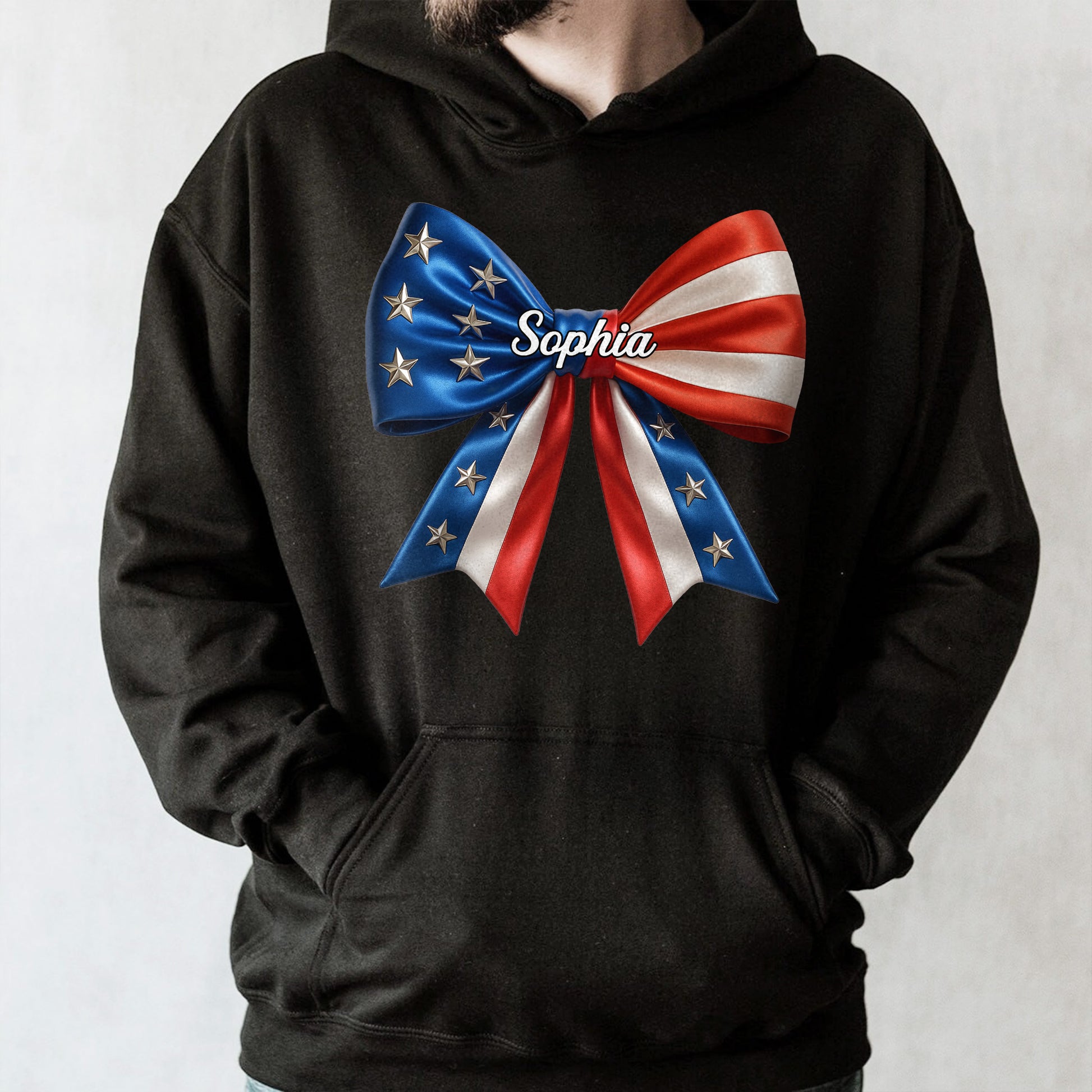 Show Your Patriotic Spirit, Customizable U.S. Flag Bow Design