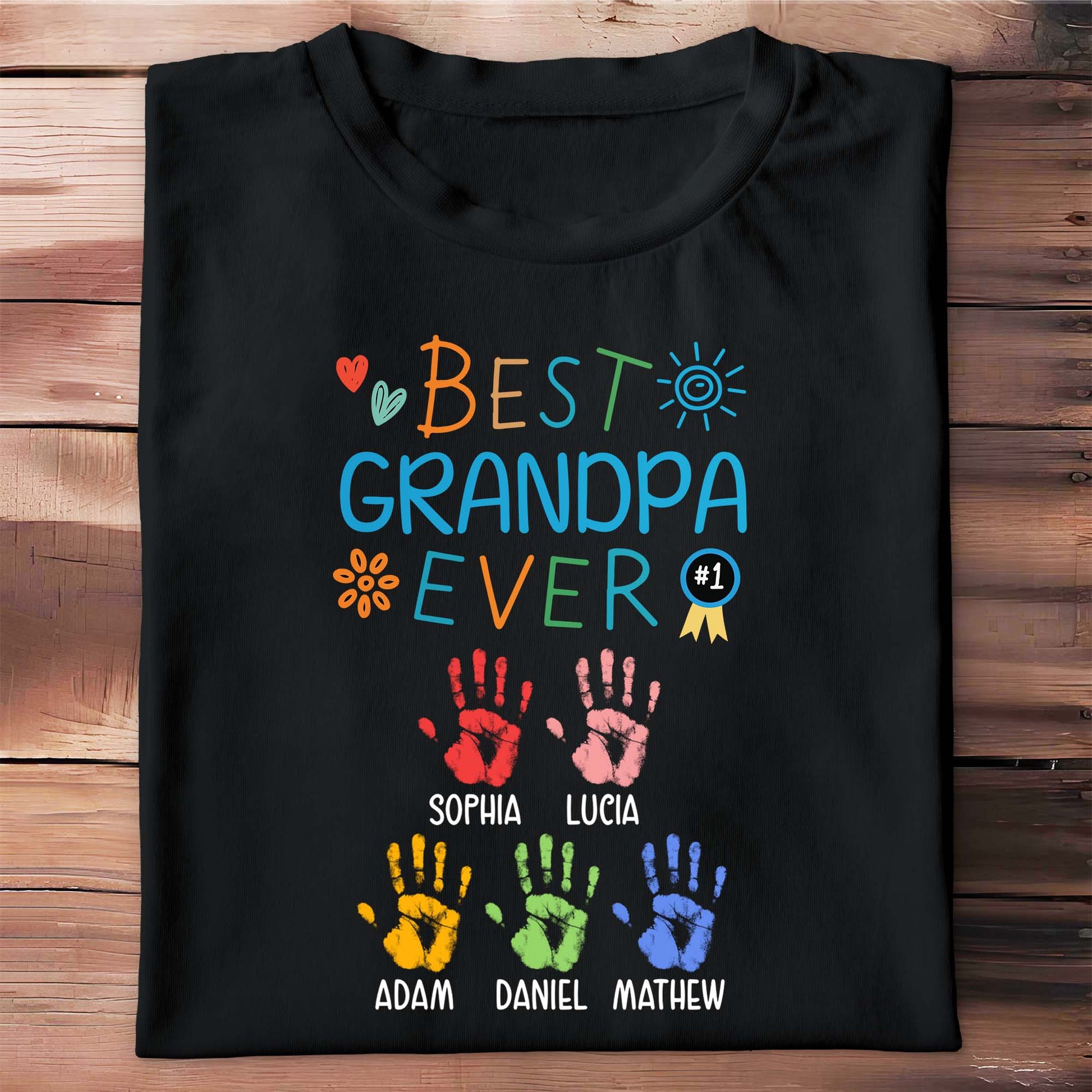 Best Grandpa Ever With Colorful Handprints