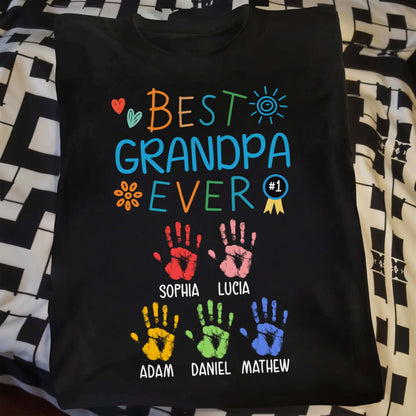 Best Grandpa Ever With Colorful Handprints