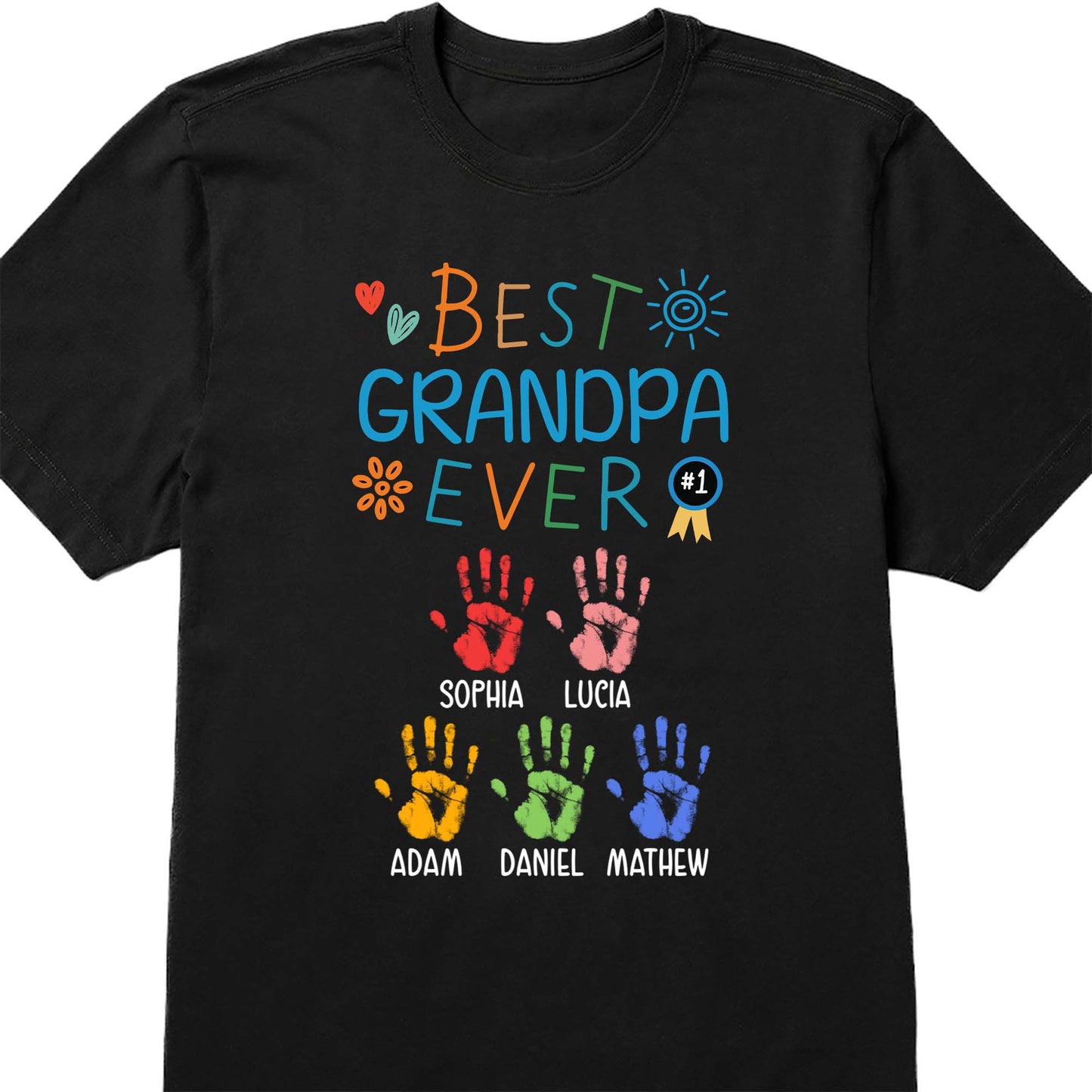 Best Grandpa Ever With Colorful Handprints