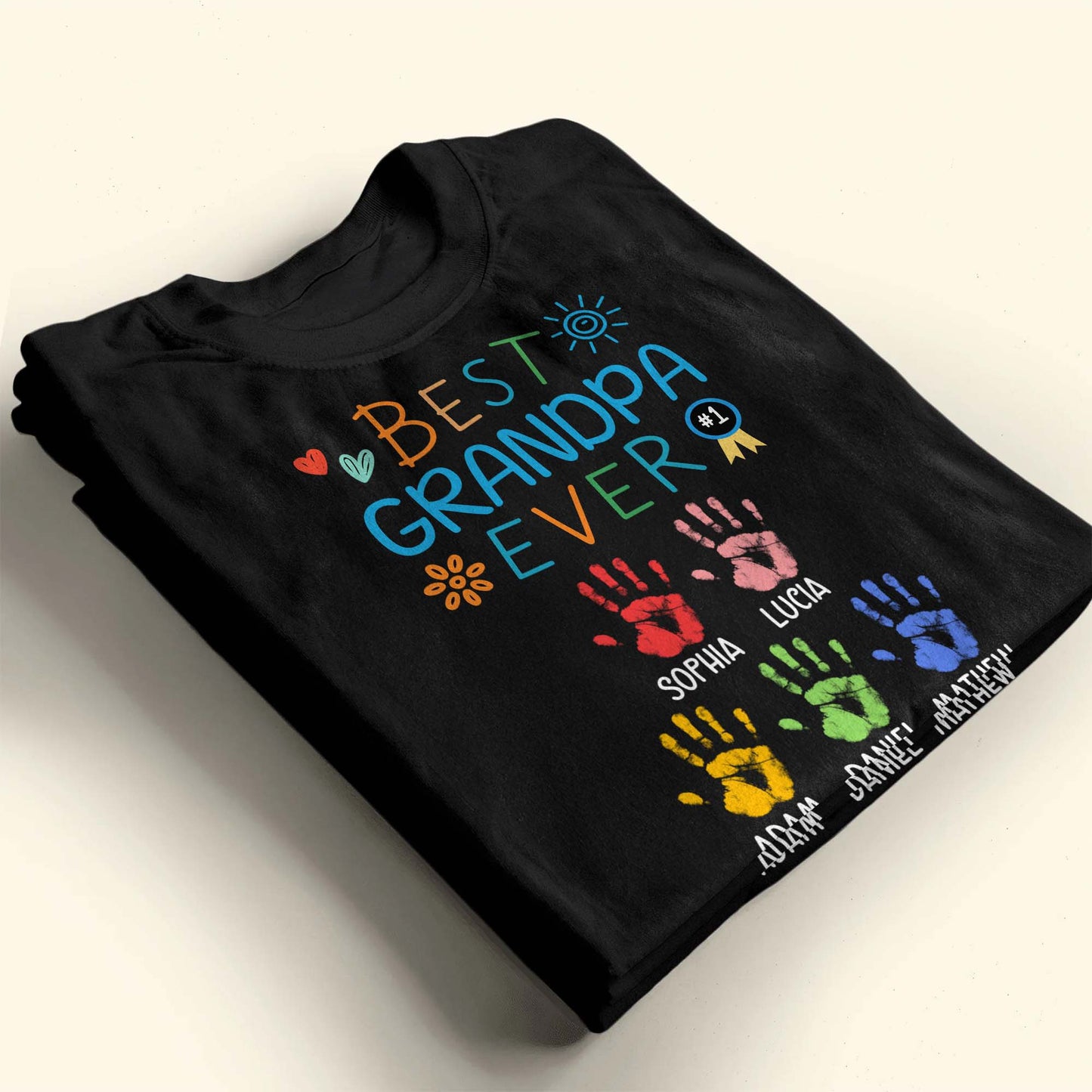 Best Grandpa Ever With Colorful Handprints