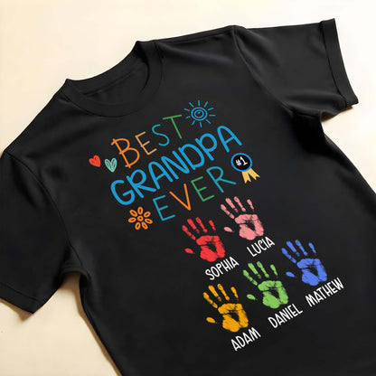 Best Grandpa Ever With Colorful Handprints