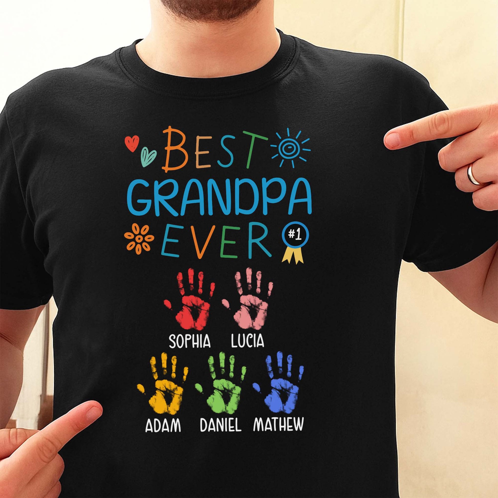 Best Grandpa Ever With Colorful Handprints