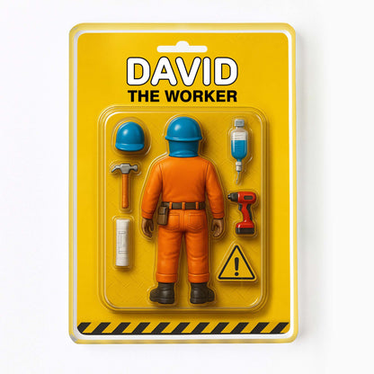 David The Worker, Worker With Helmet, Wrench, and Safety Sign