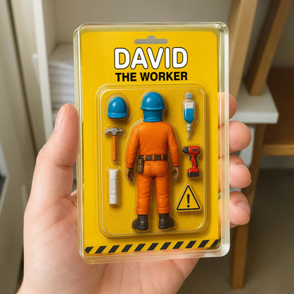 David The Worker, Worker With Helmet, Wrench, and Safety Sign