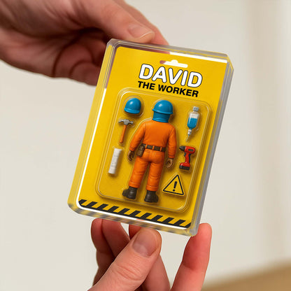 David The Worker, Worker With Helmet, Wrench, and Safety Sign