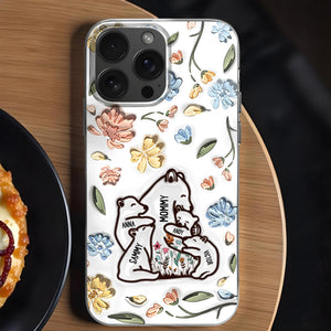 Family of Bears Surrounded by Flowers Phone Case