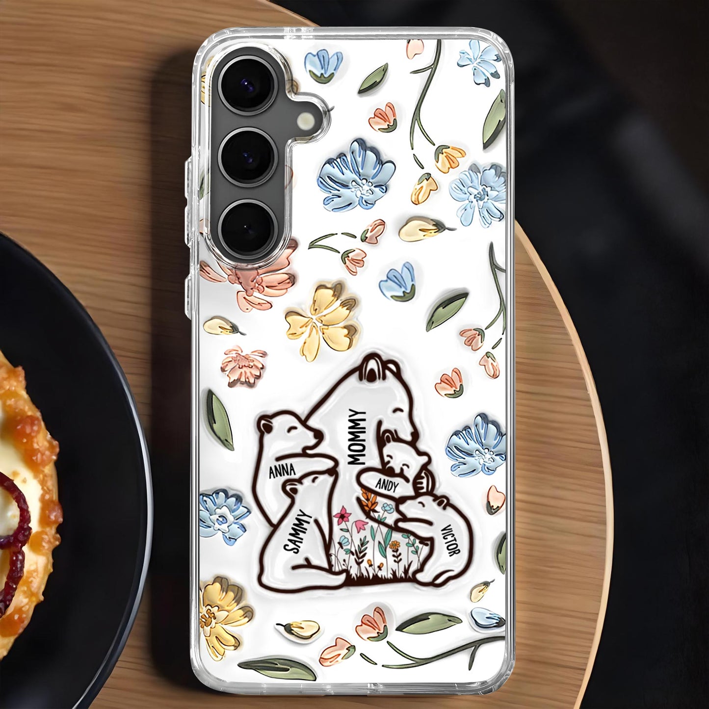 Family of Bears Surrounded by Flowers Phone Case