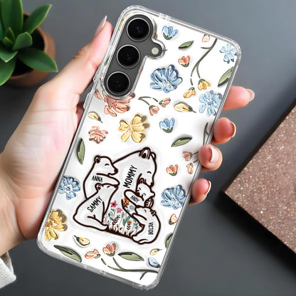 Family of Bears Surrounded by Flowers Phone Case