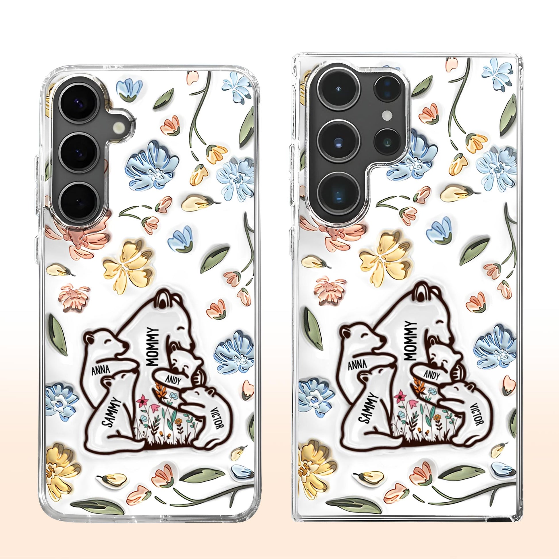 Family of Bears Surrounded by Flowers Phone Case