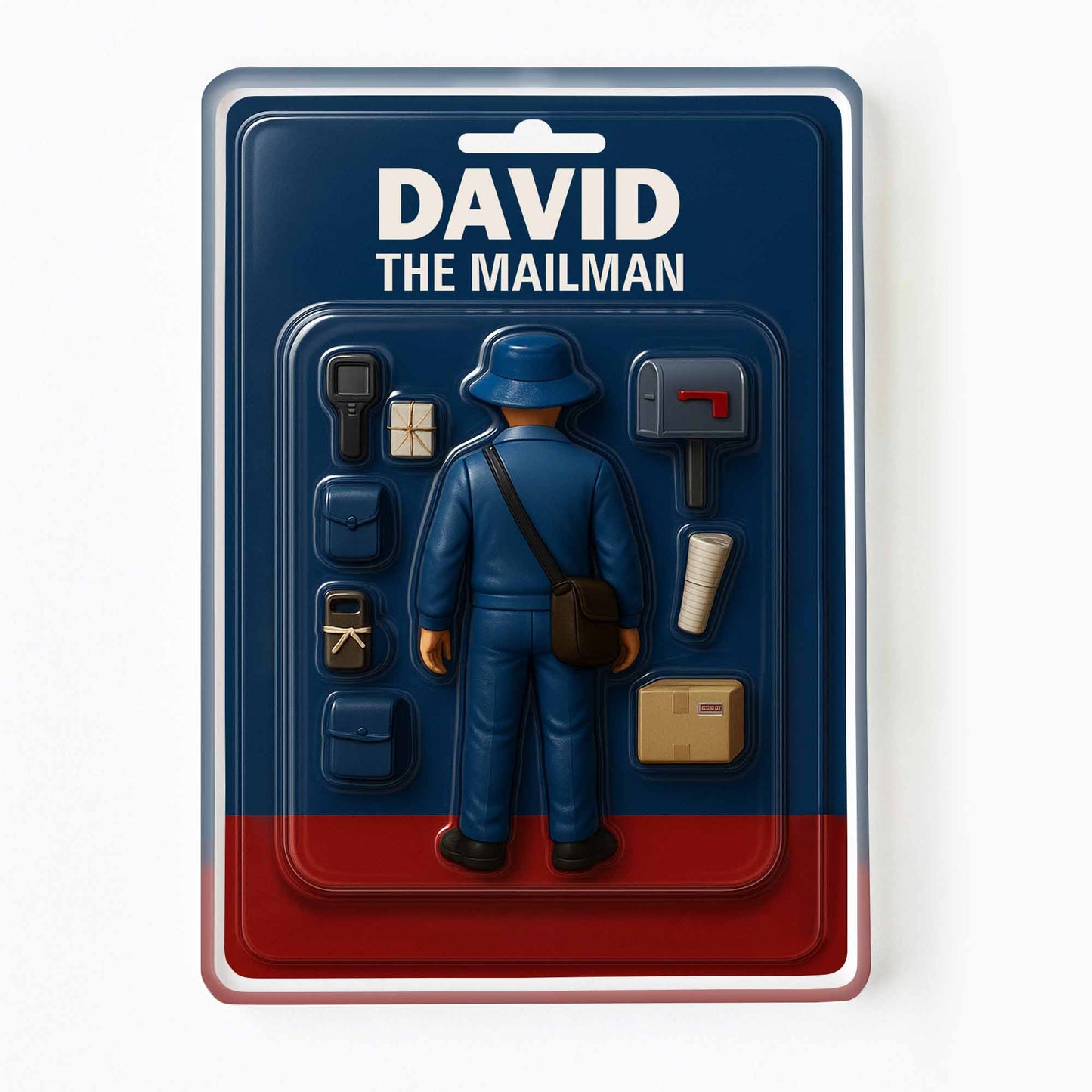 David The Mailman, Custom Acrylic Plaque Featuring a Mailman, Mailbox, Letters, and Parcels