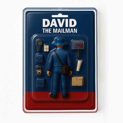 David The Mailman, Custom Acrylic Plaque Featuring a Mailman, Mailbox, Letters, and Parcels