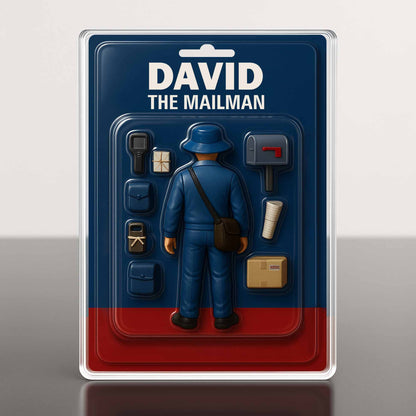 David The Mailman, Custom Acrylic Plaque Featuring a Mailman, Mailbox, Letters, and Parcels